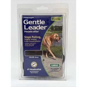 Premier Gentle Leader Headcollar Large Black Dog Training Collar w/ DVD NEW